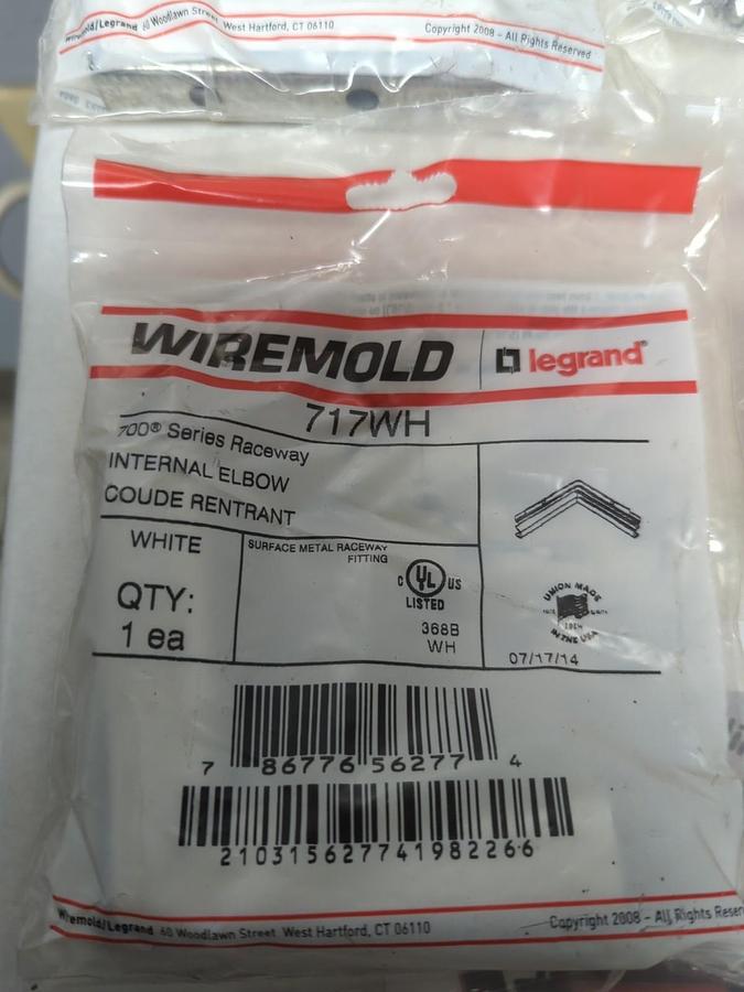 WIREMOLD/LEGRAND,717WH,INTERNAL ELBOW COUDE RENTRANT WHITE LOT OF 6 NEW