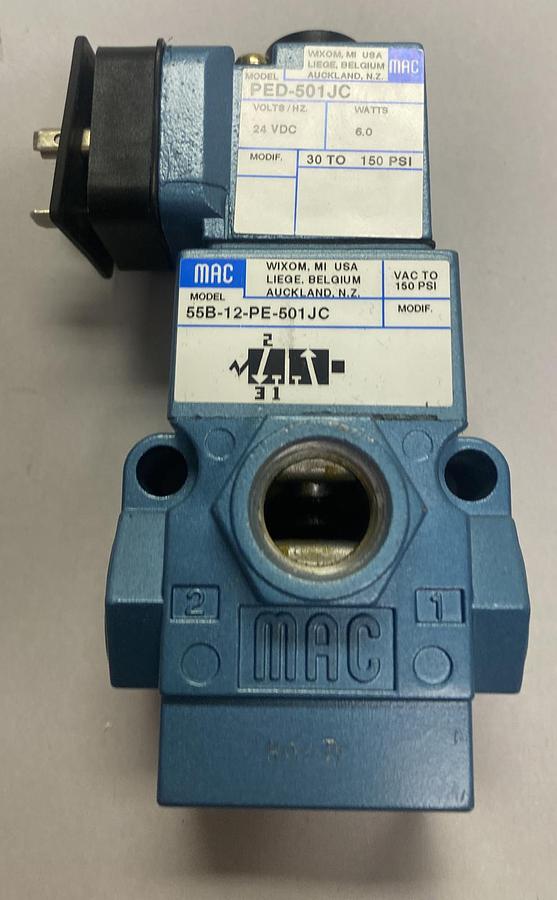 Used MAC VALVES,55B-12-PE-501-JC,SOLENOID VALVE