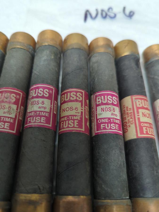 Used COOPER BUSSMANN,NOS-6,ONE-TIME 6 AMP FUSE LOT OF 8 PRE-OWNED