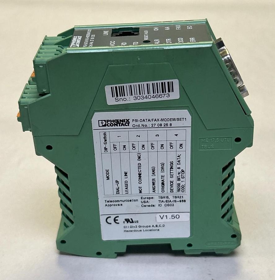 Used PHOENIX CONTACT,PSI-DATA/FAX-MODEM/RS232,INDUSTRIAL ANALOG MODEM