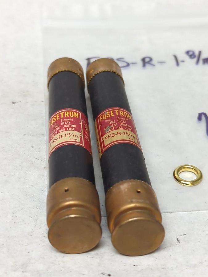 Used COOPER BUSSMANN,FRS-R-1-8/10,FUSETRON 1-8/10 AMP FUSE LOT OF 2 PRE-OWNED