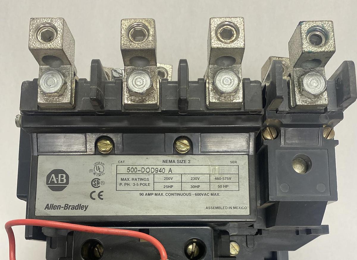 ALLEN BRADLEY,500-DOD940,NEMA SIZE 3 CONTACTOR110/120V 50/60 HZ 4 POLE NOS