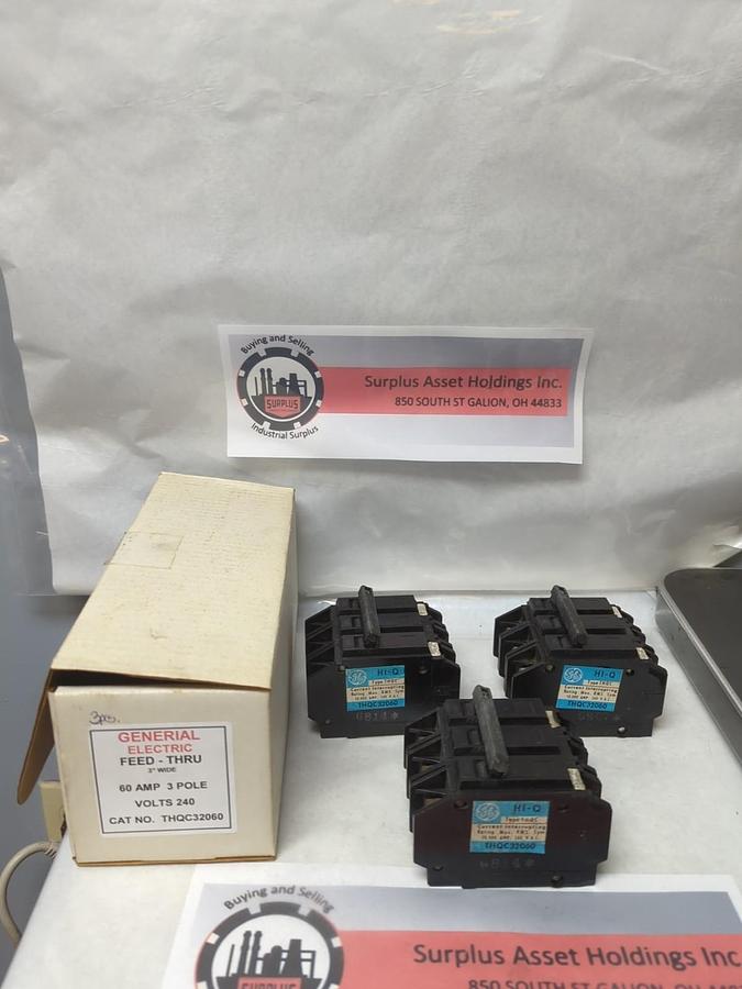 Used GENERAL ELECTRIC,THQC32060,CIRCUIT BREAKER 60 AMP 3-POLE LOT OF 3 PRE-OWNED