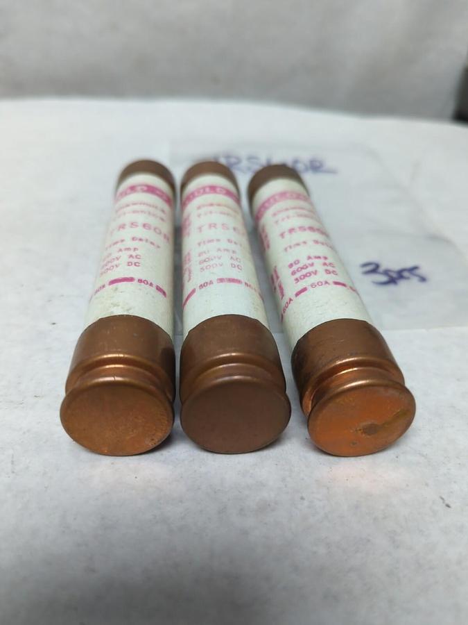 Used GOULD SHAWMUT,TR60R,TRI-ONIC 60 AMP FUSE LOT OF 3 PRE-OWNED