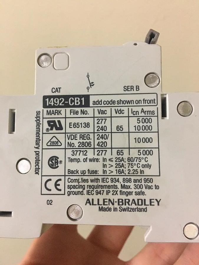 Allen Bradley,1492-ACB/ 1942-CB1,Series B H1 10A G100 CIRCUIT BREAKER Lot Of 4