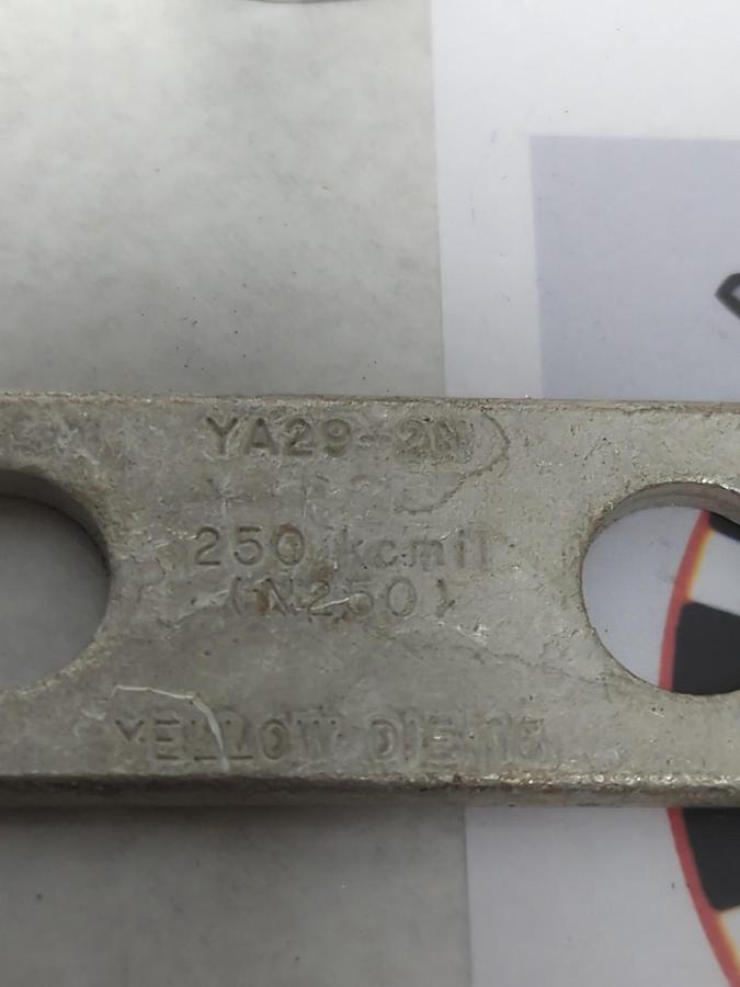 BURNDY,N250,COMPRESSION LUG 2-HOLE 250 KCMIL YELLOW DIE 16 LOT OF 3 NOS