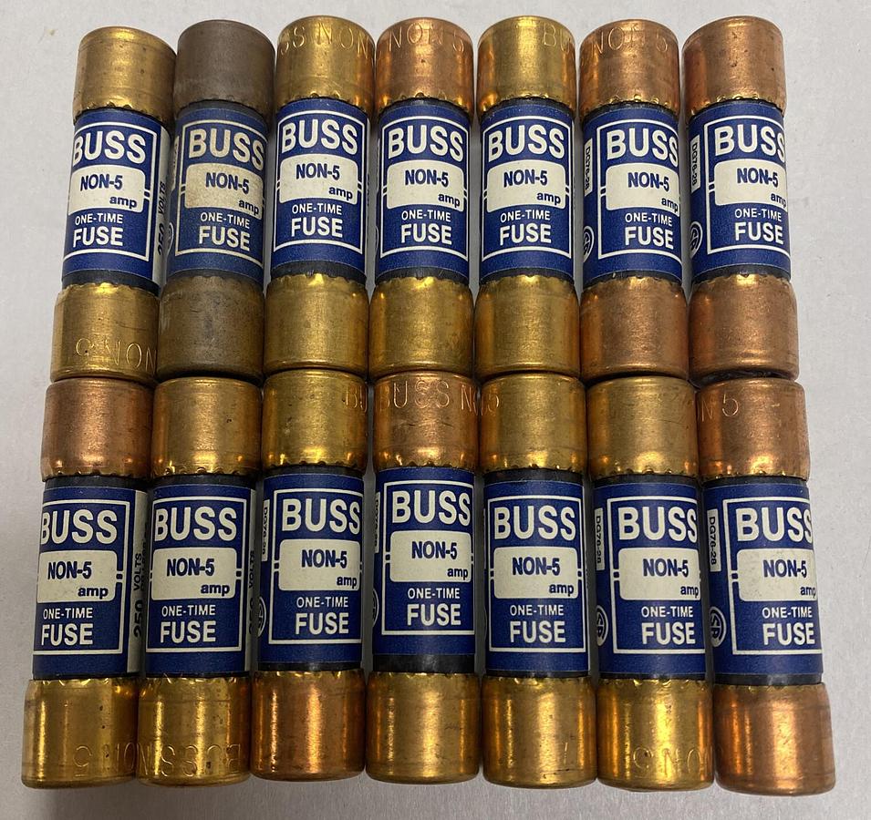 Bussmann,NON 5,ONE TIME 5 AMP Fuse Lot Of 14 NOS