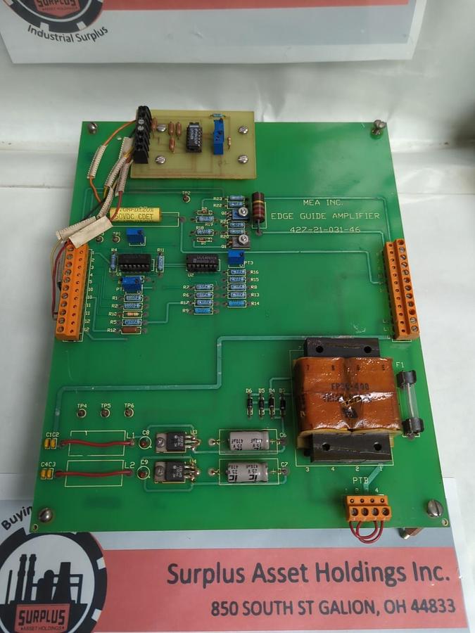 Used MEA INC.,427-21-031-46,EDGE GUIDE AMPLIFIER BOARD PRE-OWNED