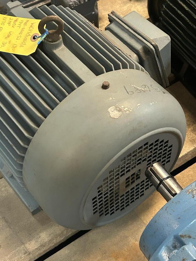 Used WORLDWIDE ELECTRIC,WWES2-12-184T,MOTOR 2HP 230/460V 1170RPM 3PH 184T FRAME