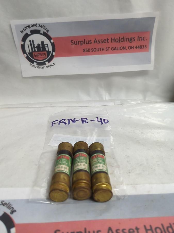 Used COOPER BUSSMANN,FRN-R-40,FUSETRON 40 AMP FUSE LOT OF 3 PRE-OWNED