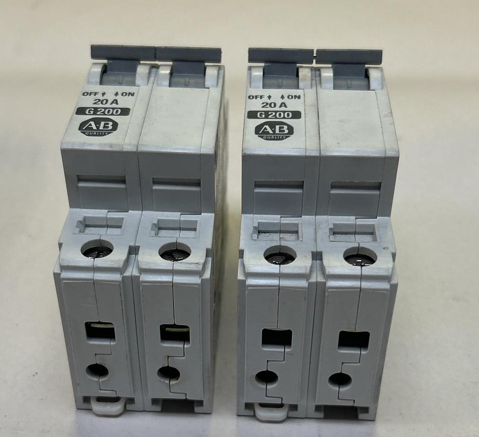 Used ALLEN BRADLEY,1492-CB2-G200,CIRCUIT BREAKER 20A 480/277V 2P LOT OF 2
