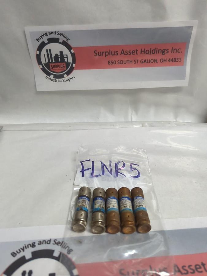 Used LITTELFUSE,FLNR5,TIME-DELAY 5 AMP FUSE LOT OF 5 PRE-OWNED