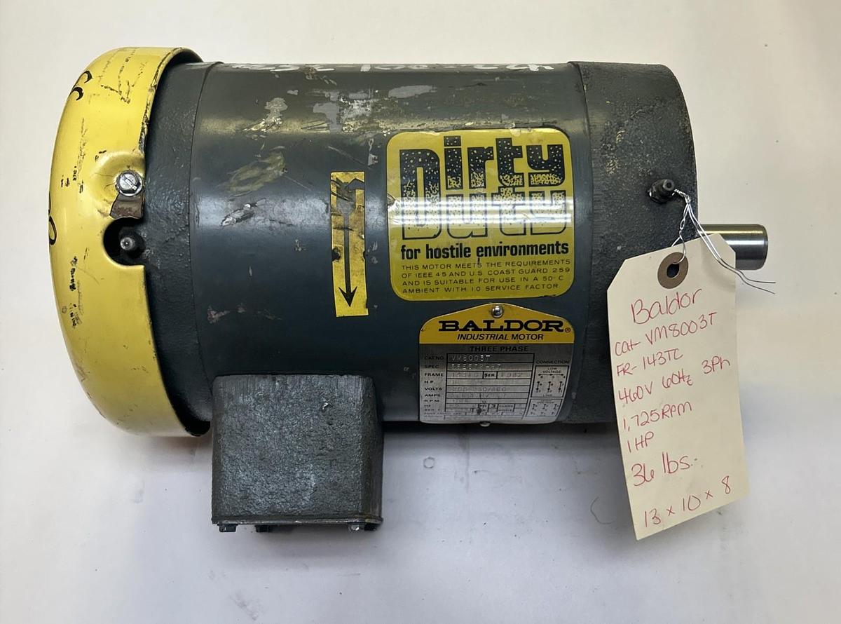 Used BALDOR,VM8003T,INDUSTRIAL MOTOR 1HP 1725RPM 208-230/460V 143TC FRAME