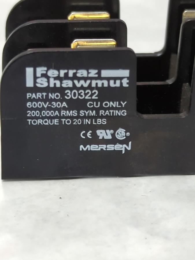 Used FERRAZ SHAWMUT,30322,FUSE HOLDER 600V-30A PRE-OWNED