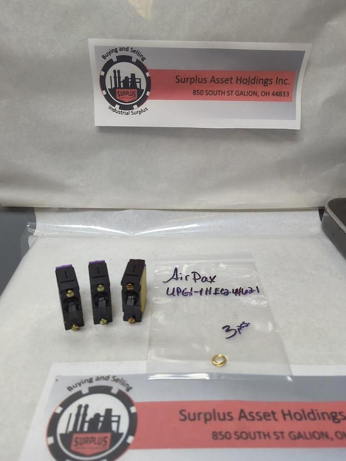 Used AIRPAX,UPG1-1HEC2-4462-1,CIRCUIT BREAKER 10A 250VAC LOT OF 3 PRE-OWNED