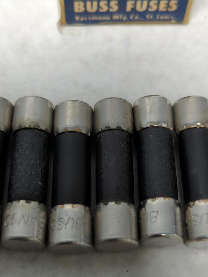 COOPER BUSSMANN,BAN 10,BUSS 10 AMP FUSES BOX OF 9 NOS