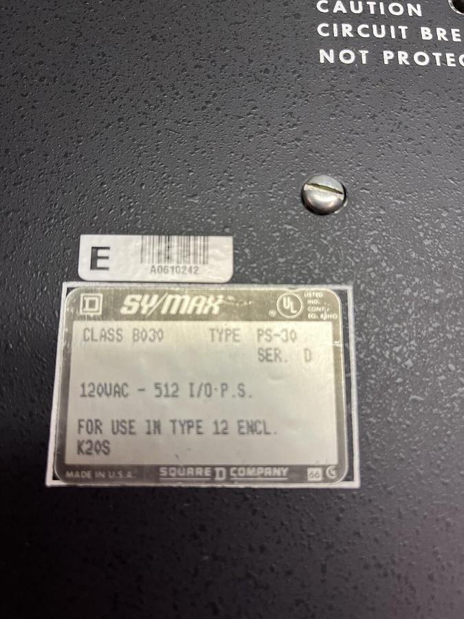 Used SQUARE D,8030PS30,SY/MAX POWER SUPPLY SERIES D CLASS 8030 PS-30