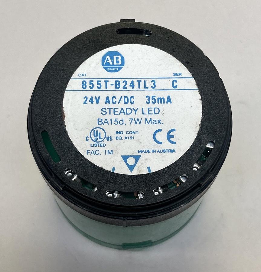 Used ALLEN BRADLEY,855T-B24TL3,GREEN STEADY LED STACK LIGHT