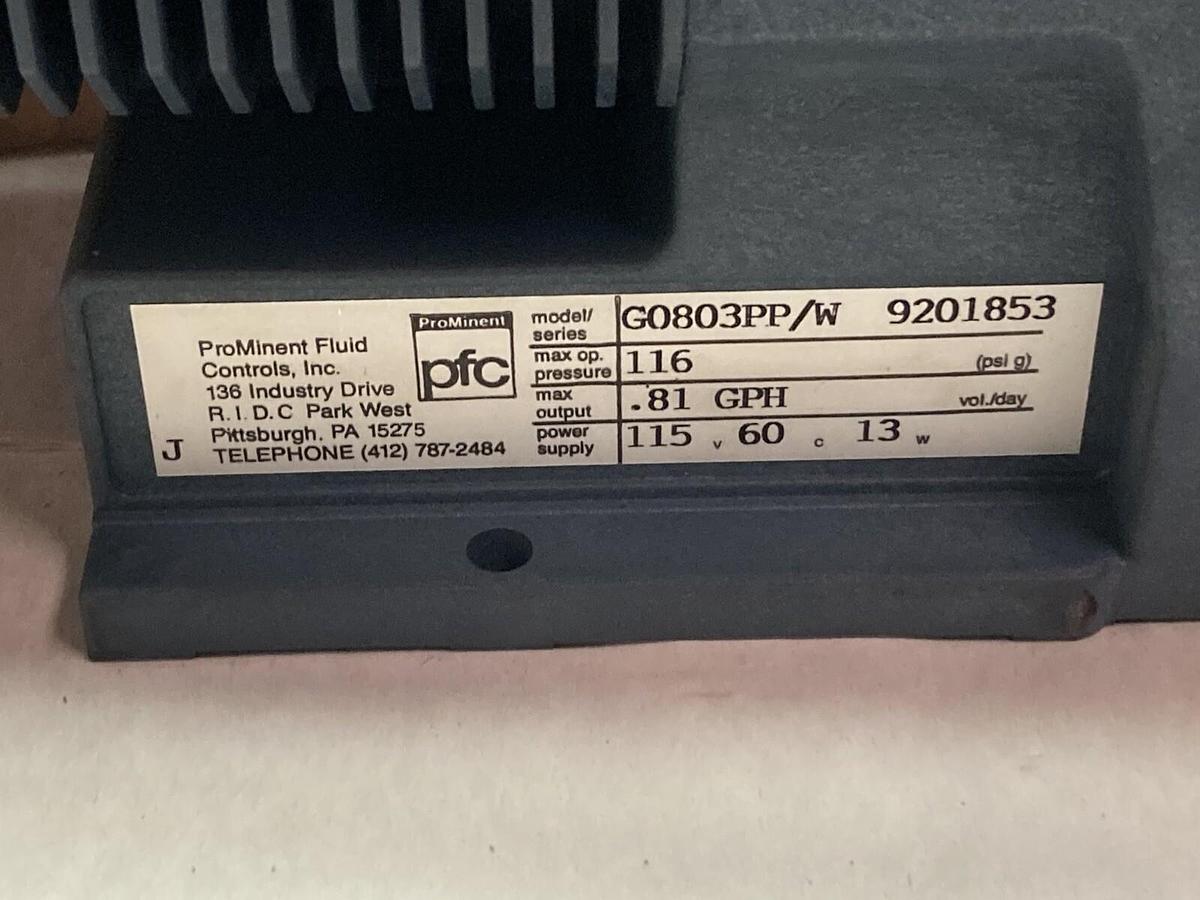 Prominent,G0803PP/W 9201853,Metering Pump 0.81 GPH 116PSI 24V AC/DC