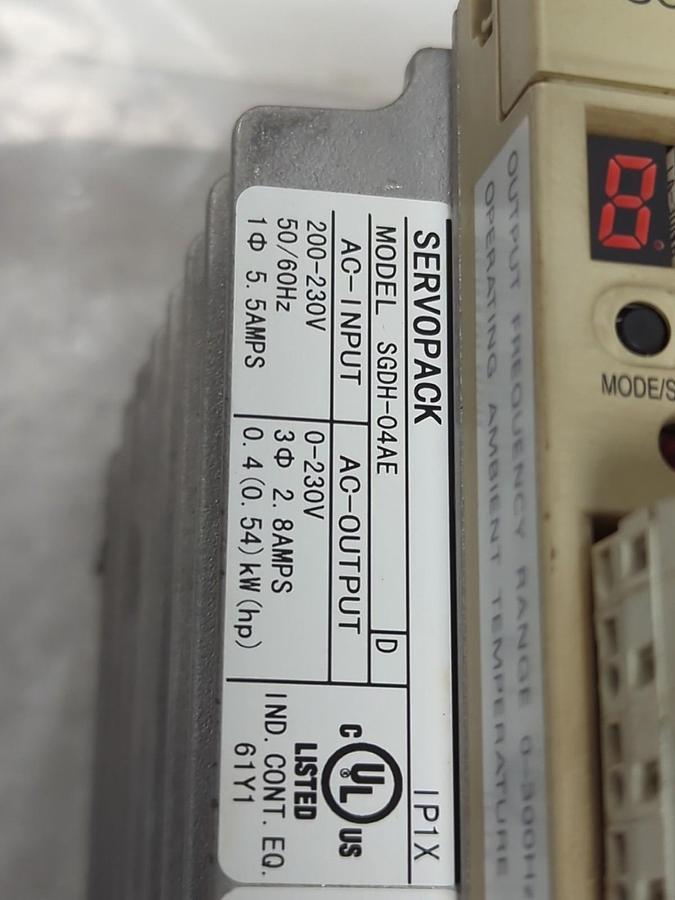 Used YASKAWA,SGDH-04AE,SERVO PACK 200V PRE-OWNED