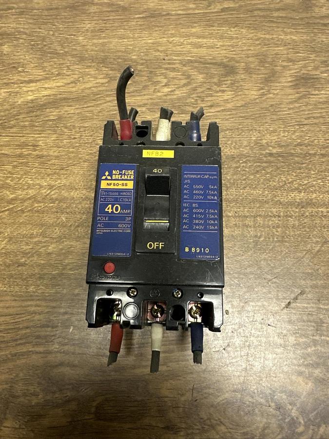 Used Mitsubishi,NF50-SS,40 Amp 3 Pole Circuit Breaker