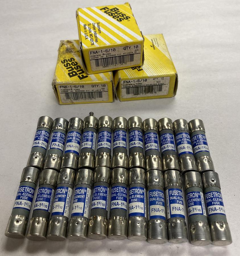 Cooper Bussmann,FNA-1-6/10,Fusetron Fuse Lot Of 22 NOS
