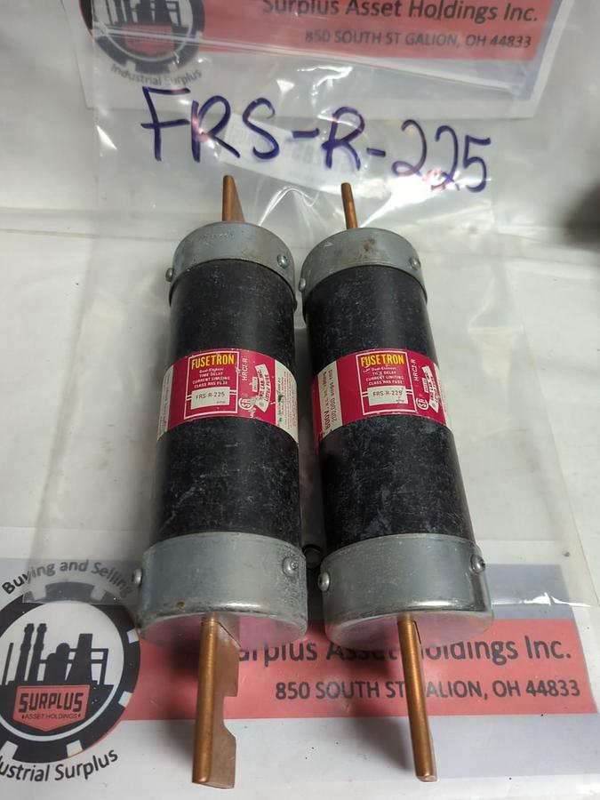 Used COOPER BUSSMANN,FRS-R-225,FUSETRON FUSE 225 AMP LOT OF 2 PRE-OWNED
