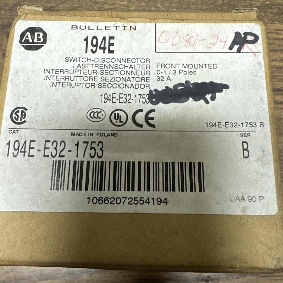 Allen Bradley,194E-E32-1753,Disconnect Switch