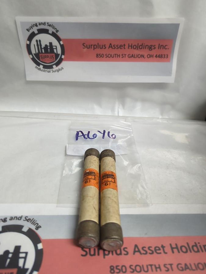 Used GOULD SHAWMUT,A6Y6,AMP-TRAP 6 AMP FUSE LOT OF 2 PRE-OWNED