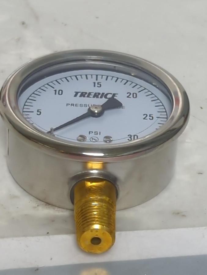 TRERICE,D82B,PRESSURE GAUGE 0-30PSI 1/4 NPT LM NOS