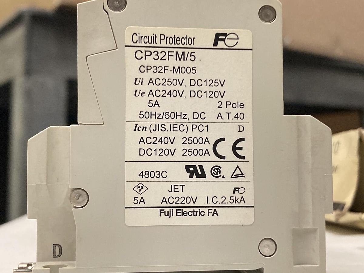 Used Fuji Electric,CP32FM/5,2-Pole Circuit Protector 250 V  LOT OF 2