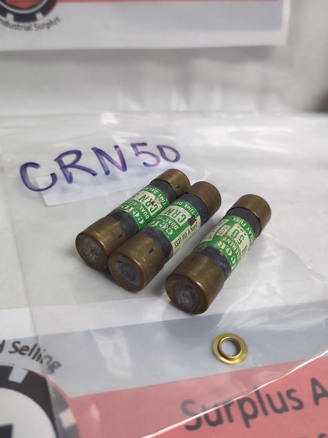 Used CEFCON,CRN-50,DUAL ELEMENT 50 AMP FUSE LOT OF 3 PRE-OWNED
