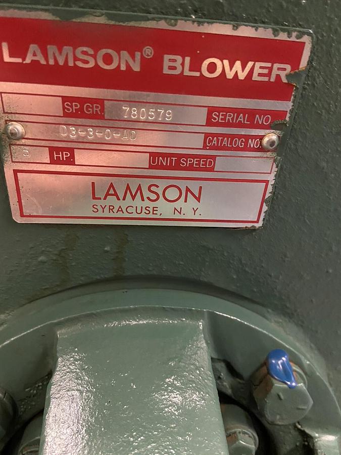 Used Lamson,D3-3-0-AD,Centrifugal Blower 5Hp