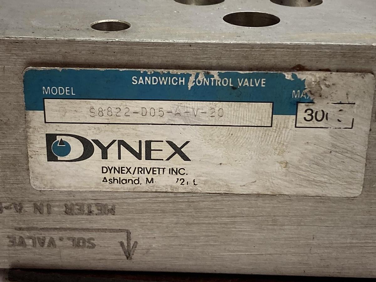 Used Dynex/Rivett,S8822-D05-A-V-20,Hydraulic Inlet Pressure Reducing Valve 3000PSI