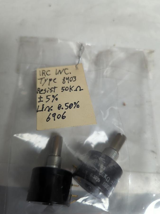 IRC INC.,8906,TYPE 8403 POTENTIOMETER 50K OHMS LIN.0.50% LOT OF 2 PRE-OWNED