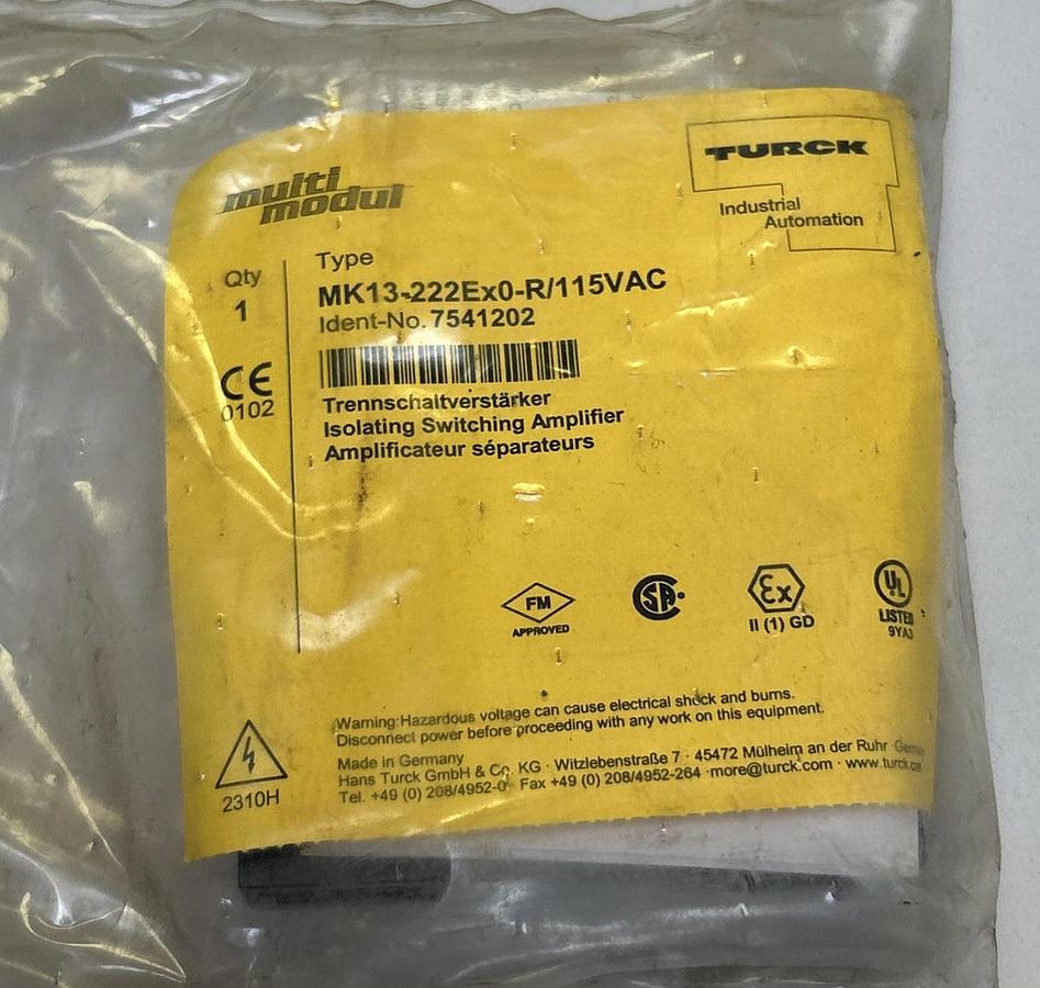 Used TURCK,MK13-222EX0-R/115VAC,ISOLATING SWITCHING AMPLIFIER NEW