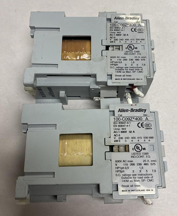 Used Allen-Bradley,100-C09Z*400,Contactor Lot Of 2