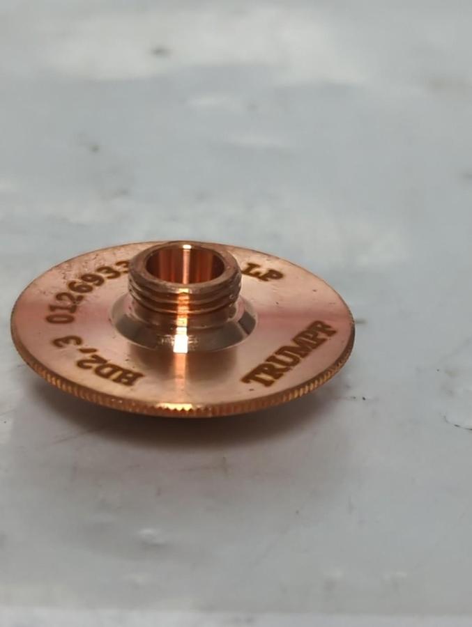 Used TRUMPF,0126933,CHROME PLATED LASER MACHINE NOZZLE 2.3MM/M8/ECE LOT OF 5