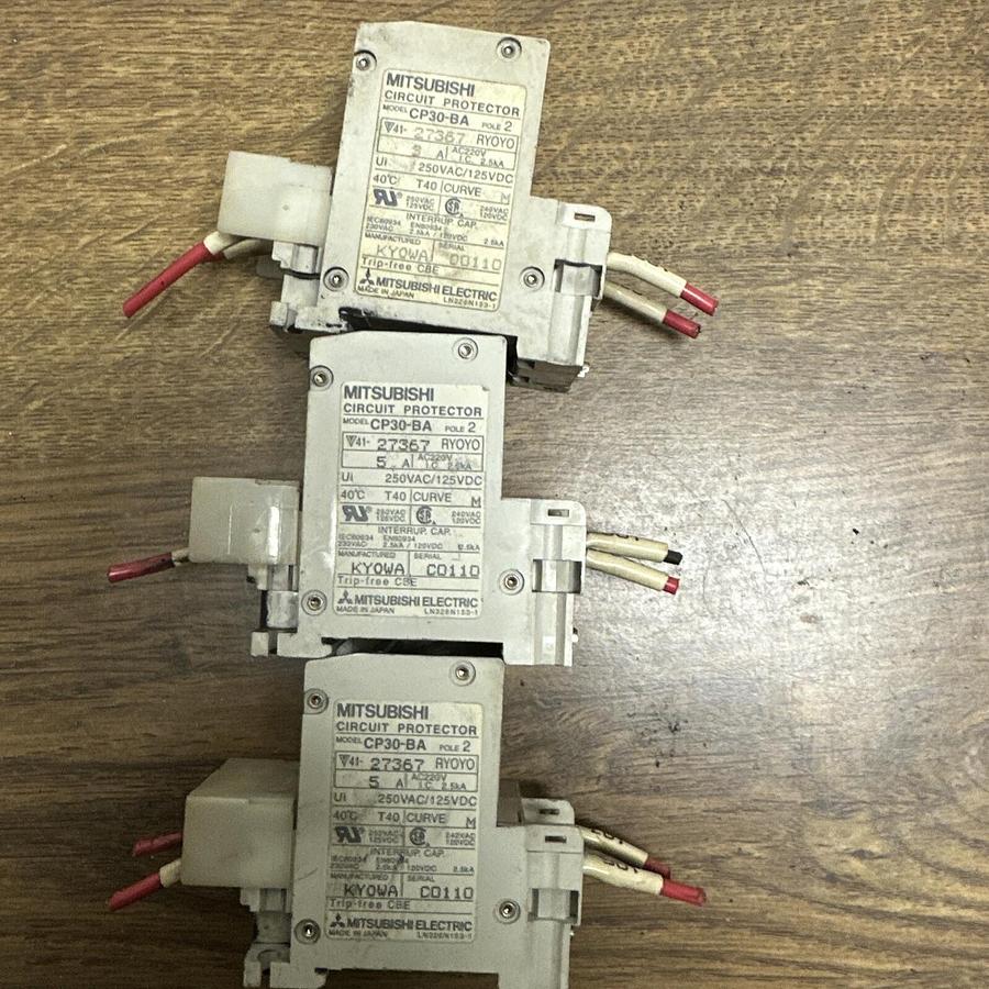 Used Mitsubishi,CP30-BA,5Amp Circuit Breaker 2 Pole LOT of 3
