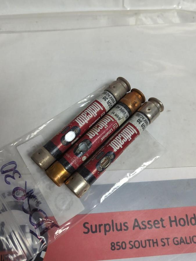 Used LITTELFUSE,IDSR-30,INDICATOR 30 AMP FUSE LOT OF 3 PRE-OWNED