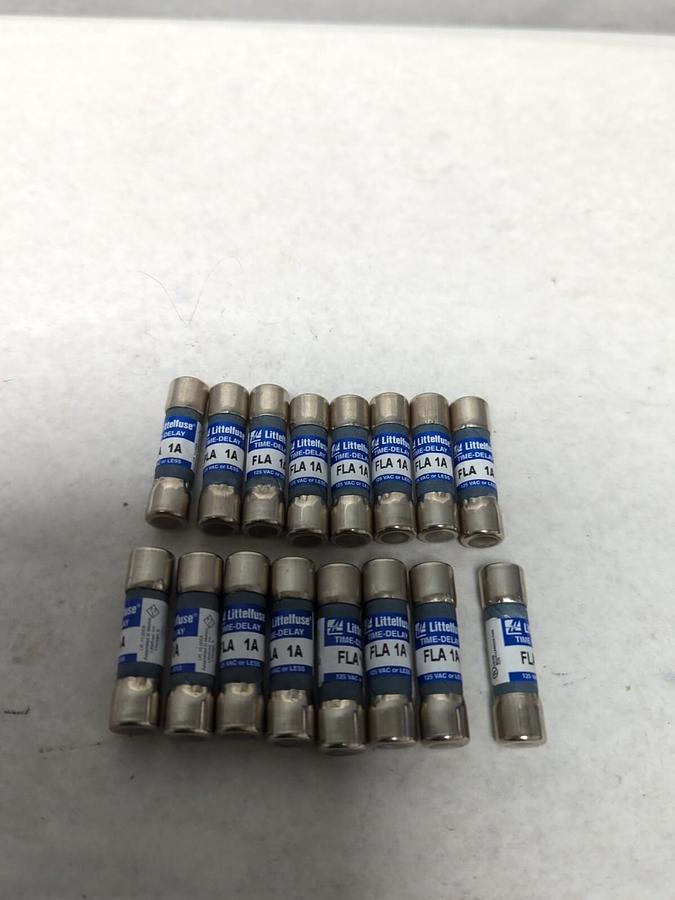 LITTELFUSE,FLA 1A,TIME-DELAY 1 AMP FUSE LOT OF 16 NOS