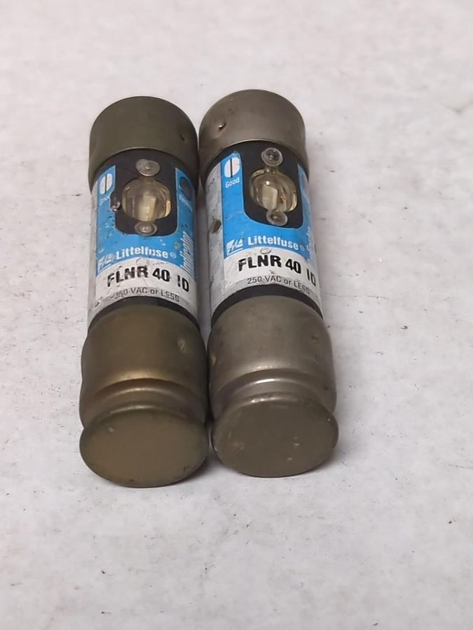 Used LITTELFUSE,FLNR40ID,INDICATOR 40 AMP FUSE LOT OF 2 PRE-OWNED
