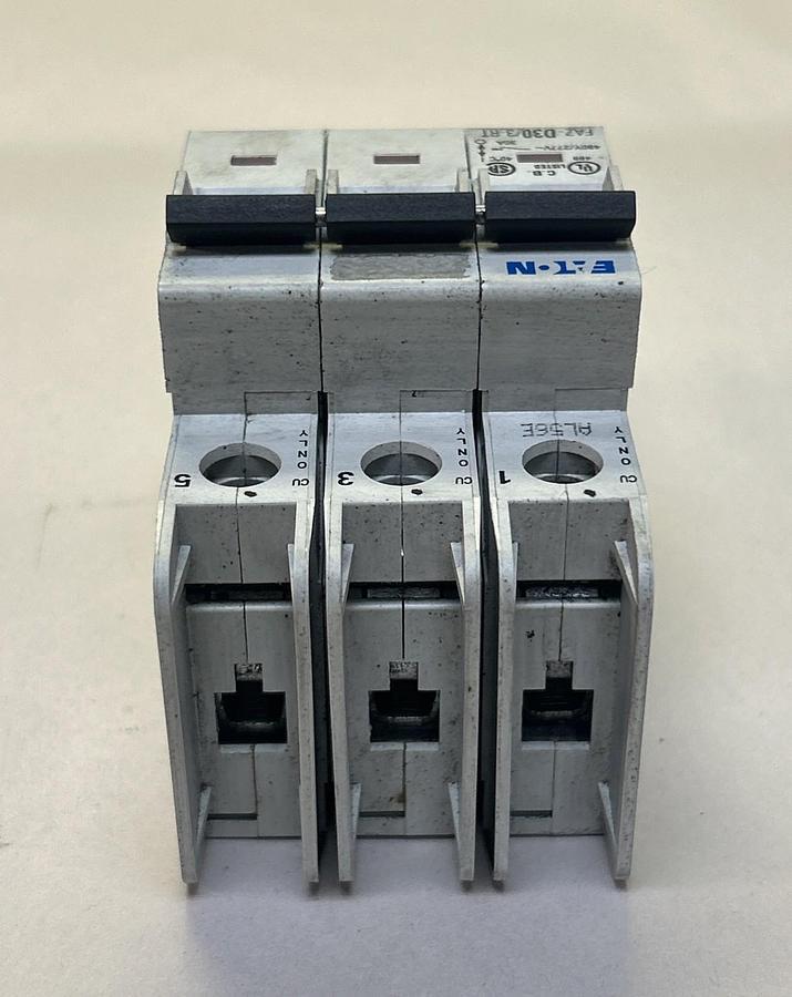 Used EATON,FAZ-D30/3-RT,CIRCUIT BREAKER 30A 480Y/277V 3POLE