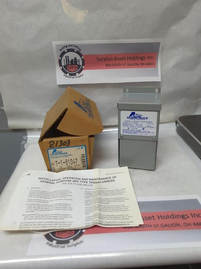 ACME,T-1-81047,BOOST AND BUCK TRANSFORMER VA:50 1-PHASE NOS