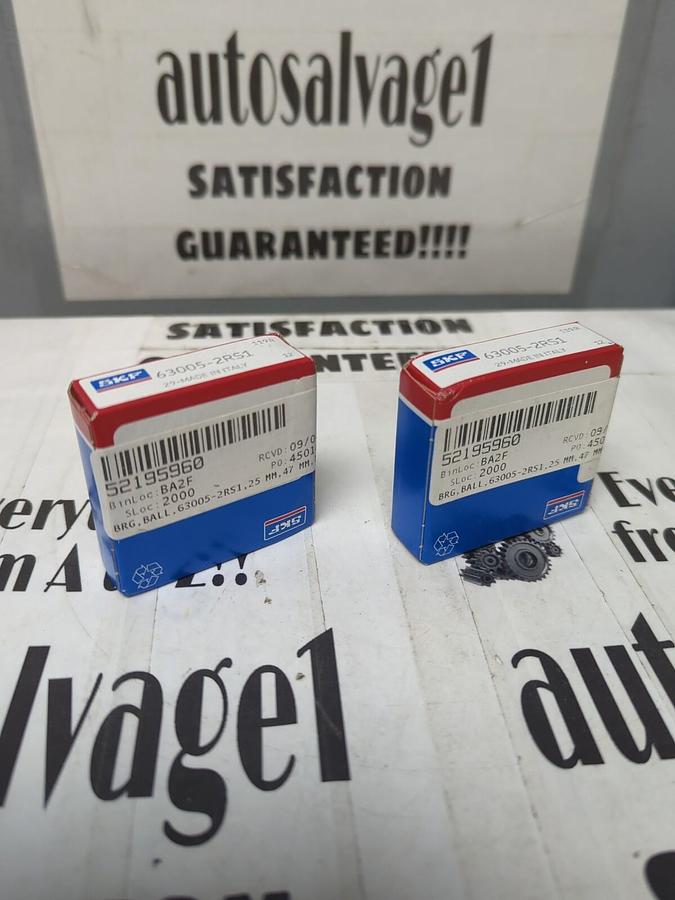 SKF,63005-2RS1,DOUBLE SEALED BALL BEARING 25MM X 47MM X 16MM LOT OF 2 NOS