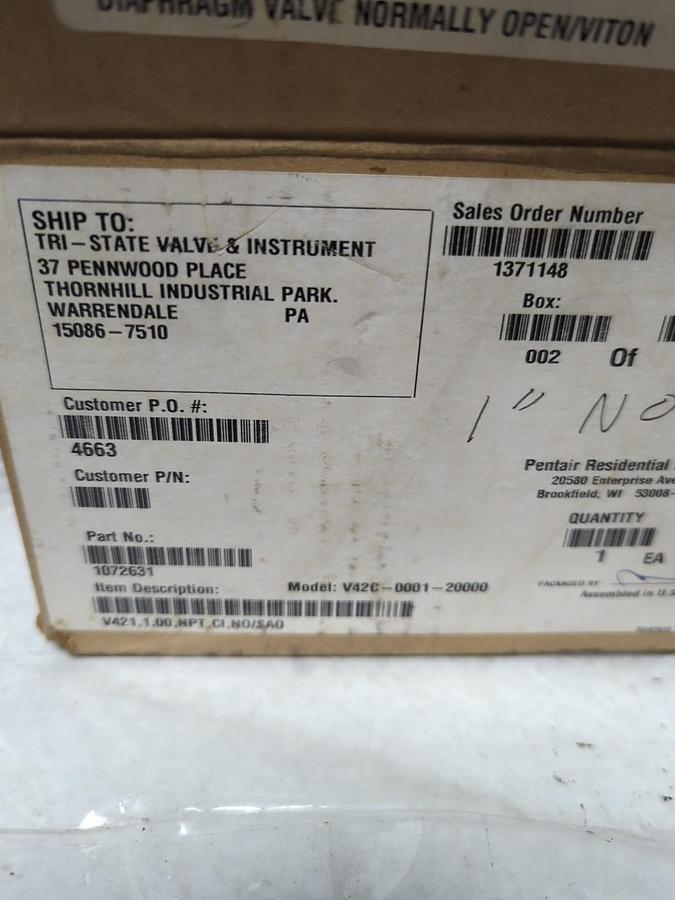 Used AQUAMATIC,V42C-0001-2000,CAST DIAPHRAGM VALVE 1 INCH MISSING PARTS PRE-OWNED