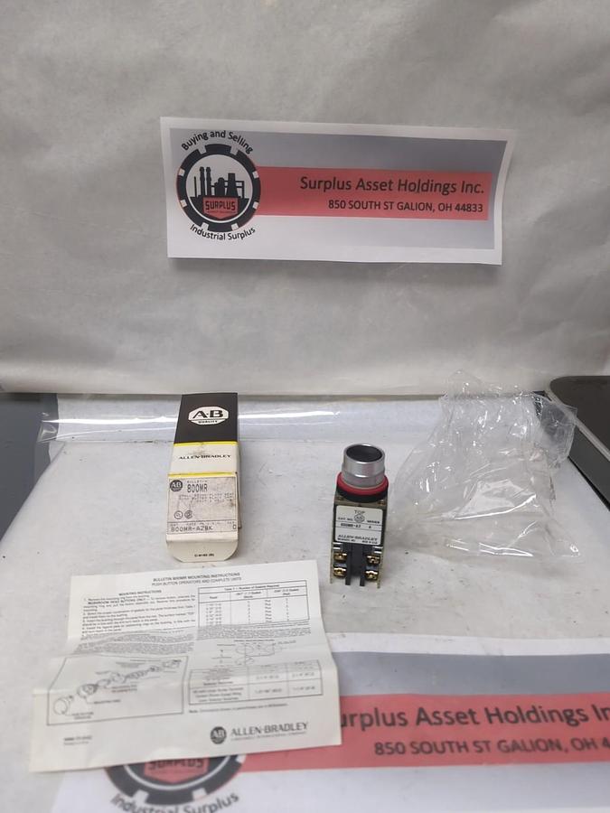 ALLEN BRADLEY,800MR-A2BK,SMALL ROUND FLUSH HEAD PUSHBUTTON BLACK SERIES C NOS