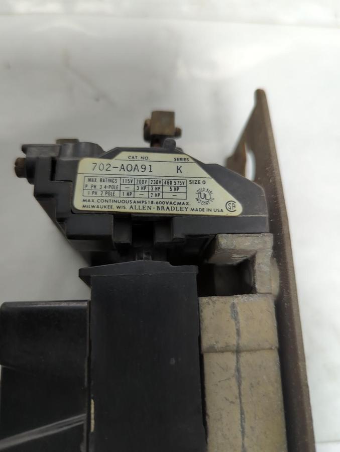 Used ALLEN BRADLEY,702-AOA91,SERIES K MAGNETIC STARTER PRE-OWNED