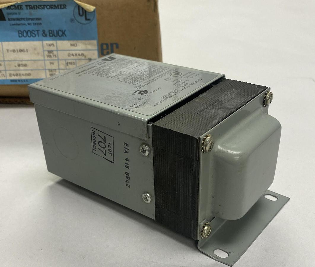 ACME ELECTRIC,T-81061,TRANSFORMER 1PHASE 240X480 24X48X 50VA NOS