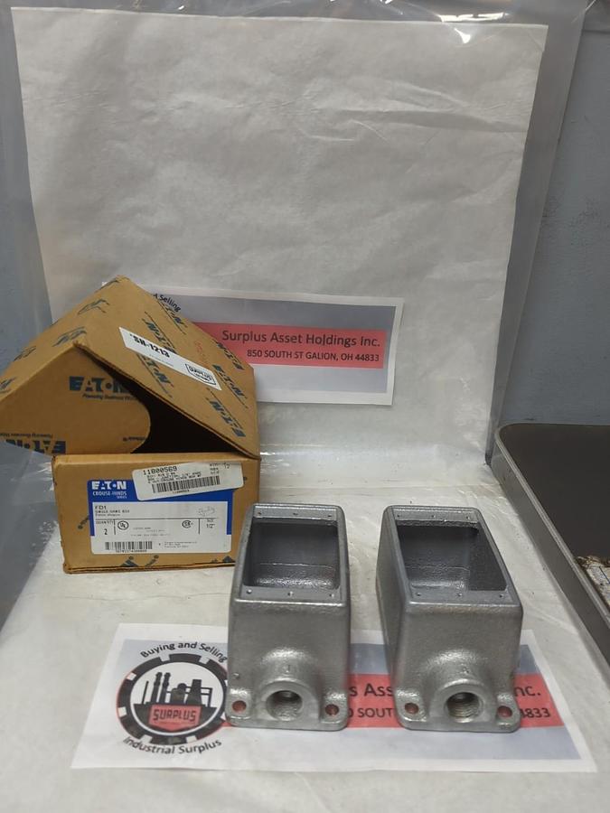 EATON CROUSE-HINDS,FD1,SINGLE GANG BOX SIZE 1/2 INCH BOX OF 2 NOS